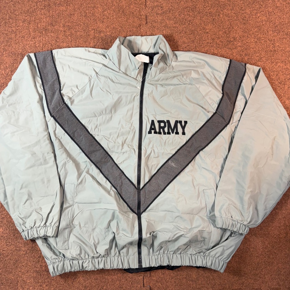 A+ Skilcraft US Army IPFU PT Jacket Grey Reflective Nylon Windbreaker XL Regular